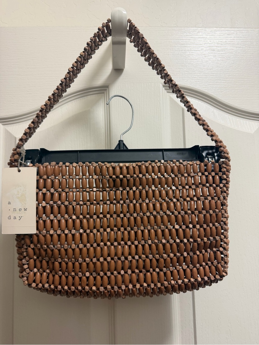 A New Day NWT Brown Wood Beaded Shoulder Bag